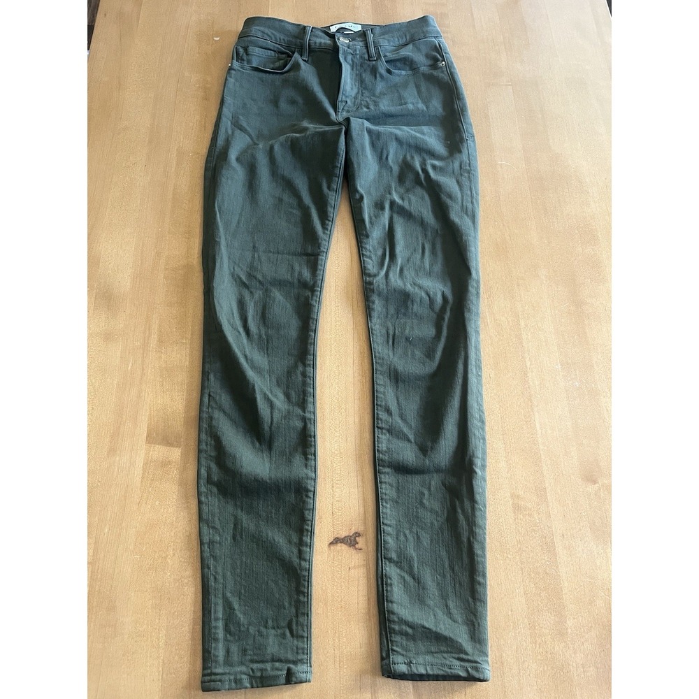 FRAME Le Skinny De Jeanne Jeans Womens 26 Forest Green Mid Rise Stretch Denim